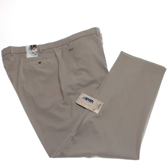 Meyer NWT Dress Pants Size 33 Stocky (52 US) Bonn in Solid Beige Wool Blend